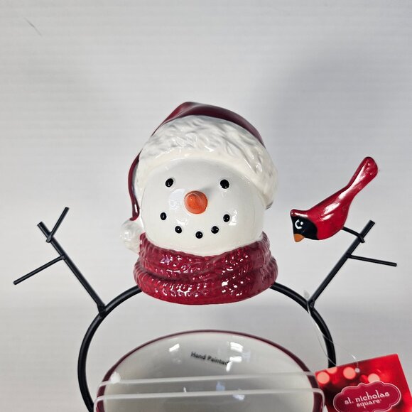 St Nicholas Square, Yuletide Snowman Two Tiered Server With Tags New Condition - Picture 2 of 12